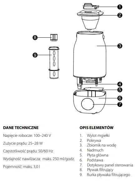 Nawilżacz powietrza ultradźwiękowy VACO CanCa - obrazek 10